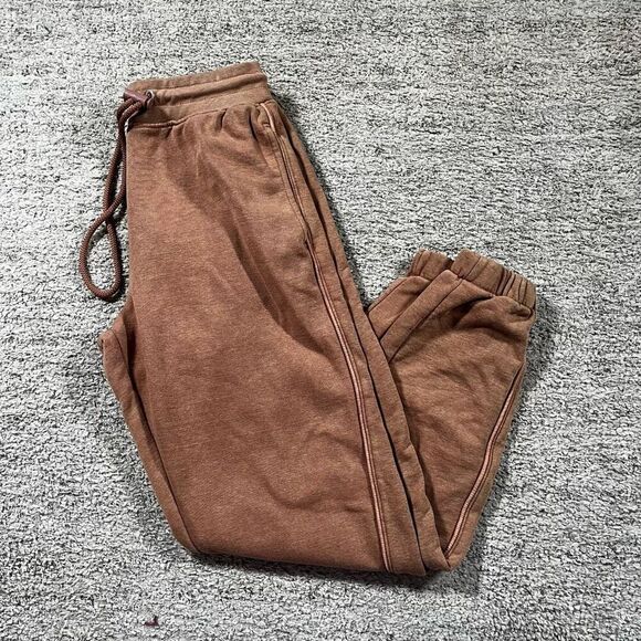 Alphalete Cuffed Sweatpants Joggers Drawstring Washed Burnt Orange - Picture 2 of 6